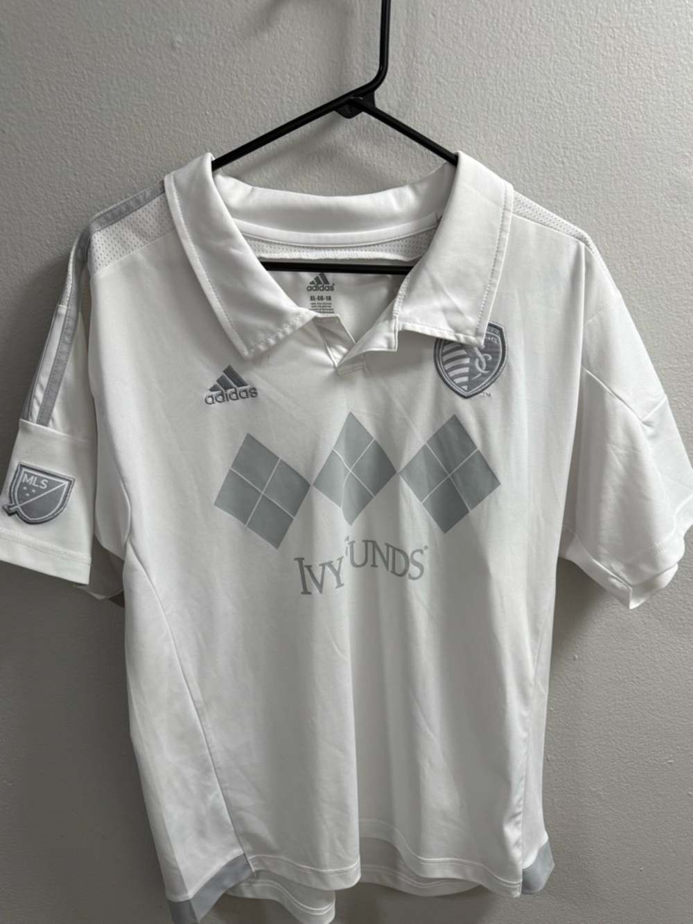 adidas White Sporting KC Short-Sleeve Soccer Jersey